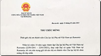 Thư chúc mừng của Đại sứ Đặng Trần Phong